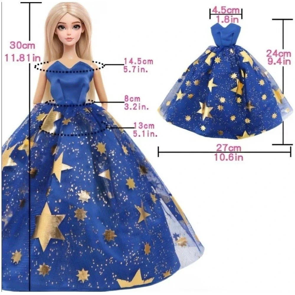 47 Piece Set Fashion Doll Clothing Barbie Style Outfits Accessories Dress Up Lot